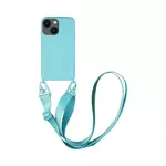 Coque Silicone avec Bandoulière Apple iPhone 14 (#7) Bleu Clair
