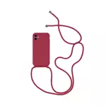 Coque Silicone avec Cordon Apple iPhone 12 (13) Rose Bonbon